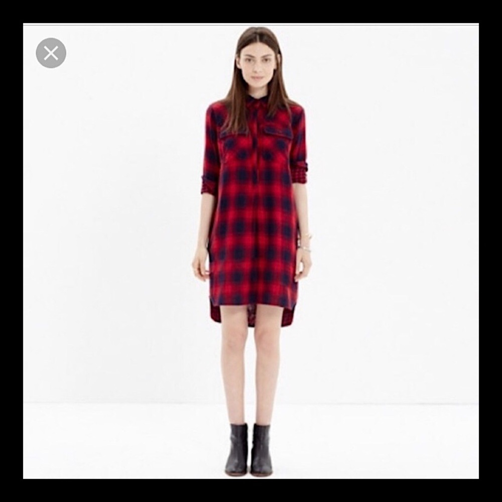 J. Crew Flannel Shirt Dress Red XXP EUC